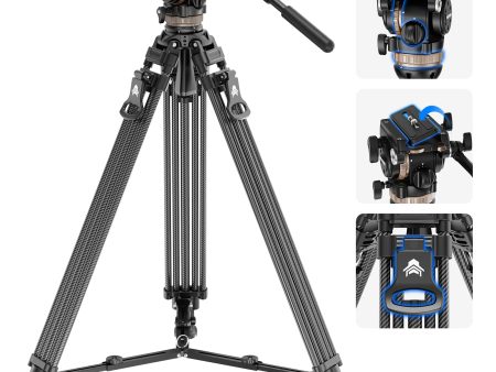 NEEWER LL55 78  Carbon Fiber One Step Video Tripod with Dynamic Fluid Head on Sale