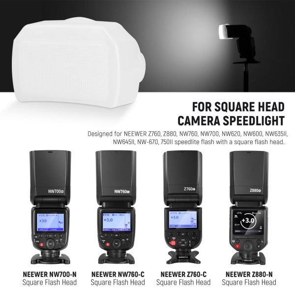 NEEWER FA002 Flash Diffuser for Square Head Speedlite Flash Online Sale