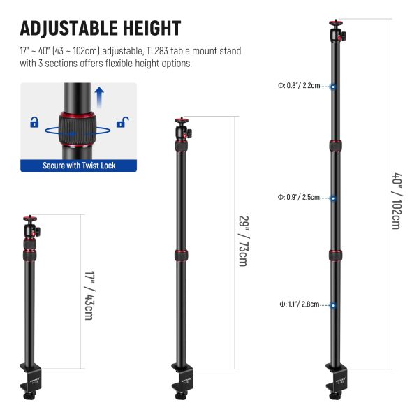 NEEWER TL283 17 -40  43-102cm Camera Desk Mount Online now