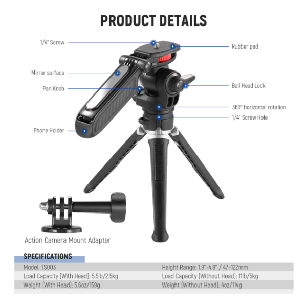 NEEWER TS003 Mini Tripod for Camera and Phone with Handle Online