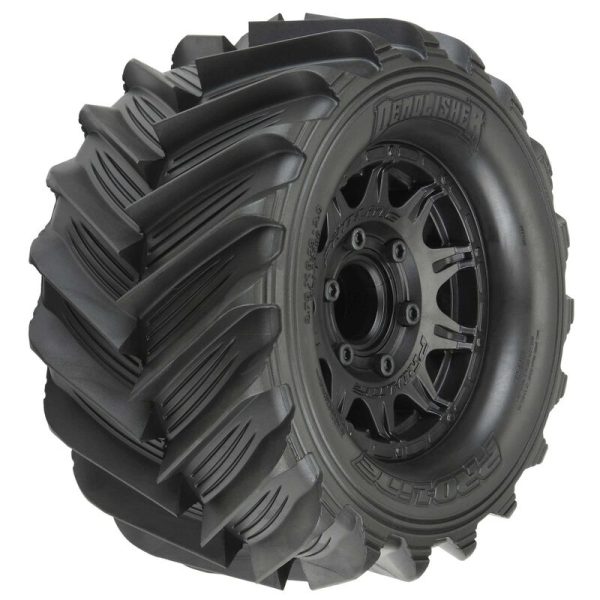 1 10 Demolisher Front Rear 2.8  MT Tires Mounted 12mm Blk Raid (2) For Sale